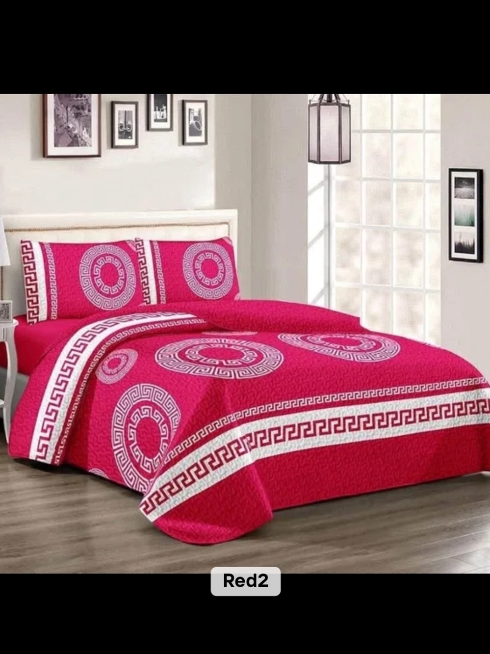 Orange and White Greek Key Quilt Set - Picture 2 of 6
